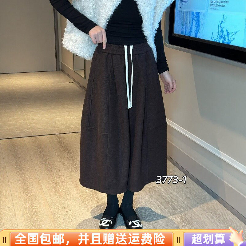 冬季加绒加厚显瘦毛呢八分裤女