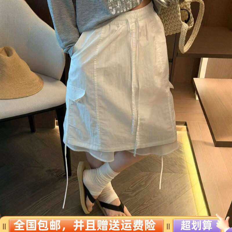 2026夏季新品韩版宽松显瘦半身裙中裙高腰时尚拼接减龄气质女A字