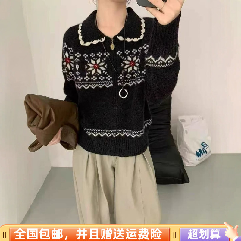 韩版宽松显瘦长袖针织衫