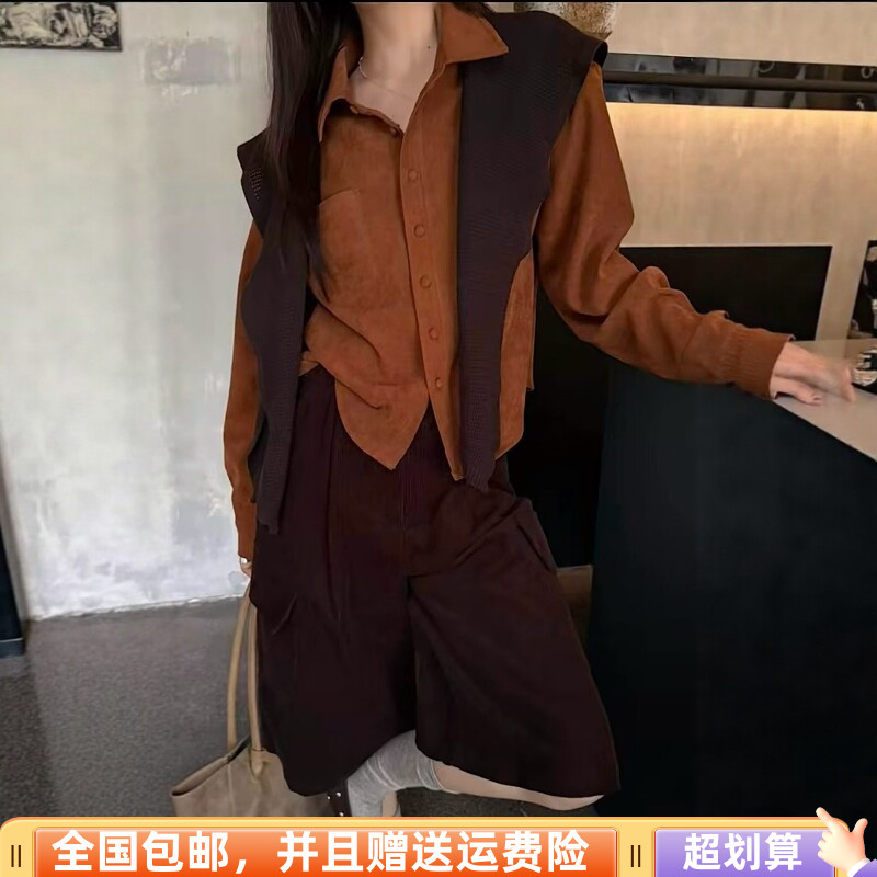 休闲宽松荷叶边长袖衬衫女披肩