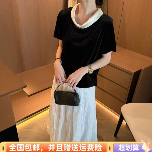 夏季金丝绒宽松显瘦短袖T恤女
