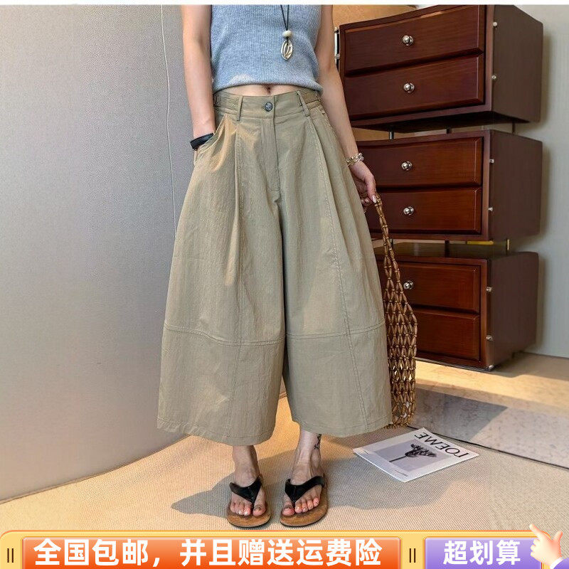 夏季高腰显瘦速干八分气球裤女