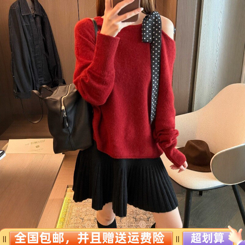 宽松显瘦羊毛套头毛衣可配丝巾
