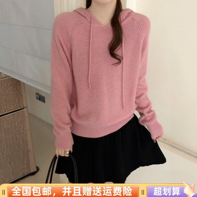 冬季韩版显瘦羊毛连帽毛衣女