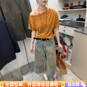 夏季韩版斜肩宽松显瘦T恤女