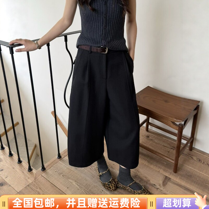 秋季韩版高腰显瘦毛呢九分女裤