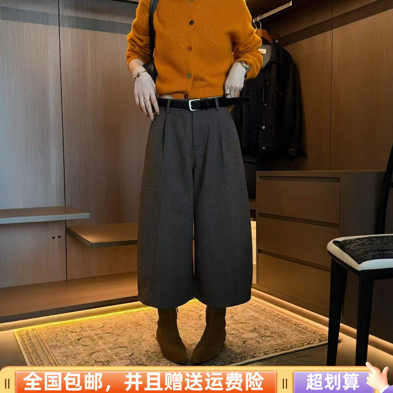 秋季韩版高腰显瘦毛呢九分裤