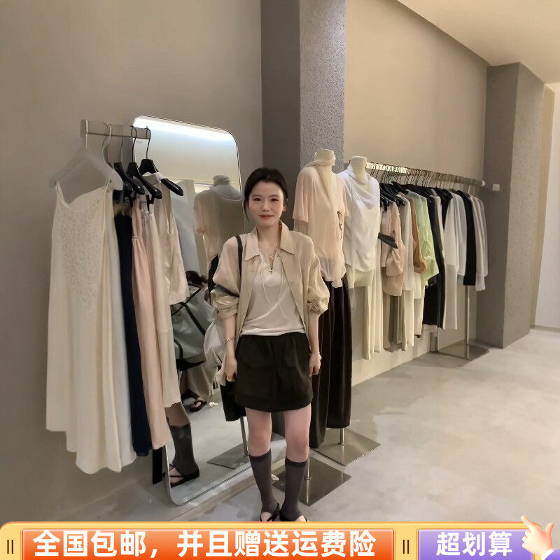 2026夏季新品韩版宽松显瘦衬衣外套加背心吊带两件套套装上衣女潮