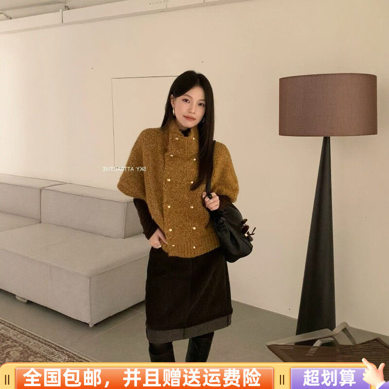 冬季韩版显瘦减龄短袖毛衣开衫女
