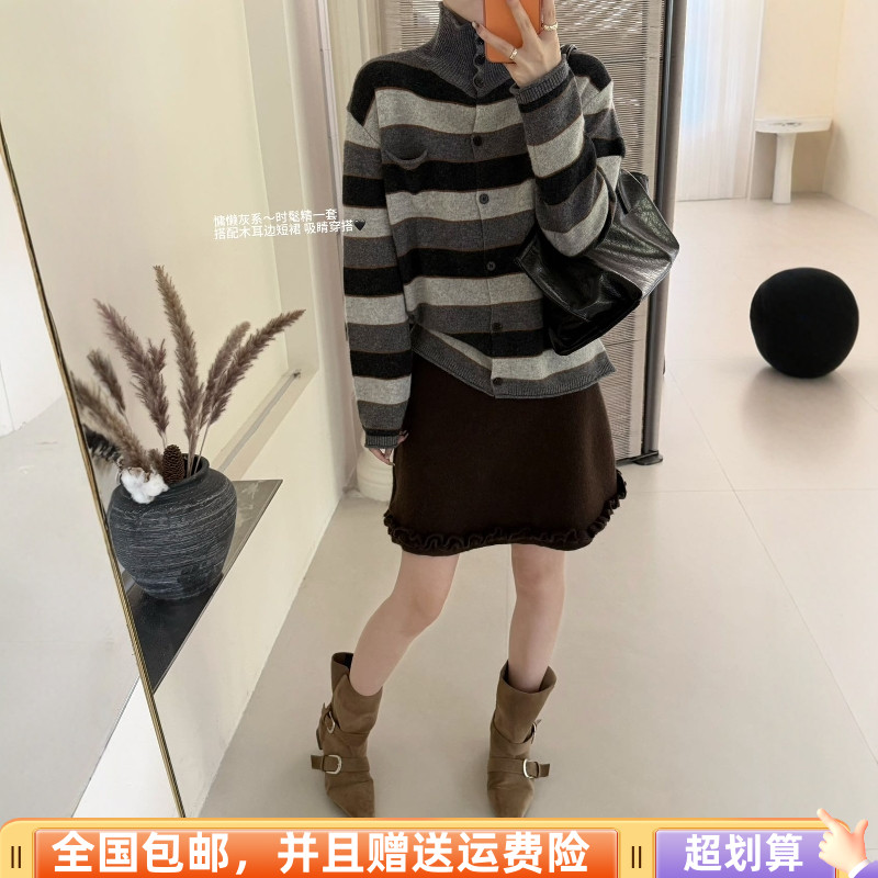 韩版宽松显瘦长袖女羊毛开衫外套