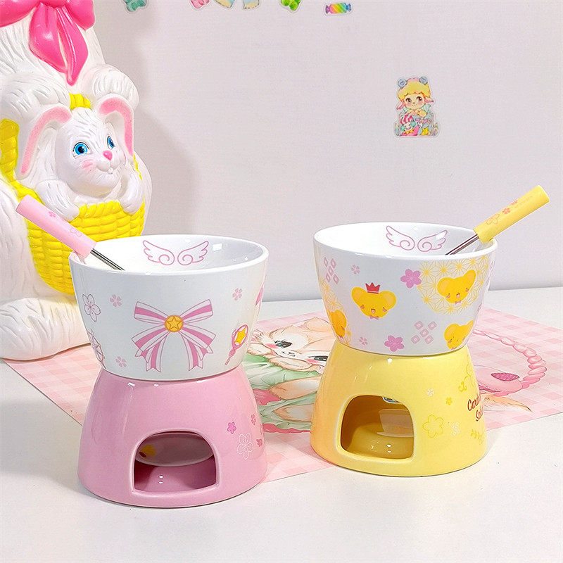 魔卡少女樱陶瓷迷你小火锅 小樱冰淇淋熔炉套装 小可巧克力火锅