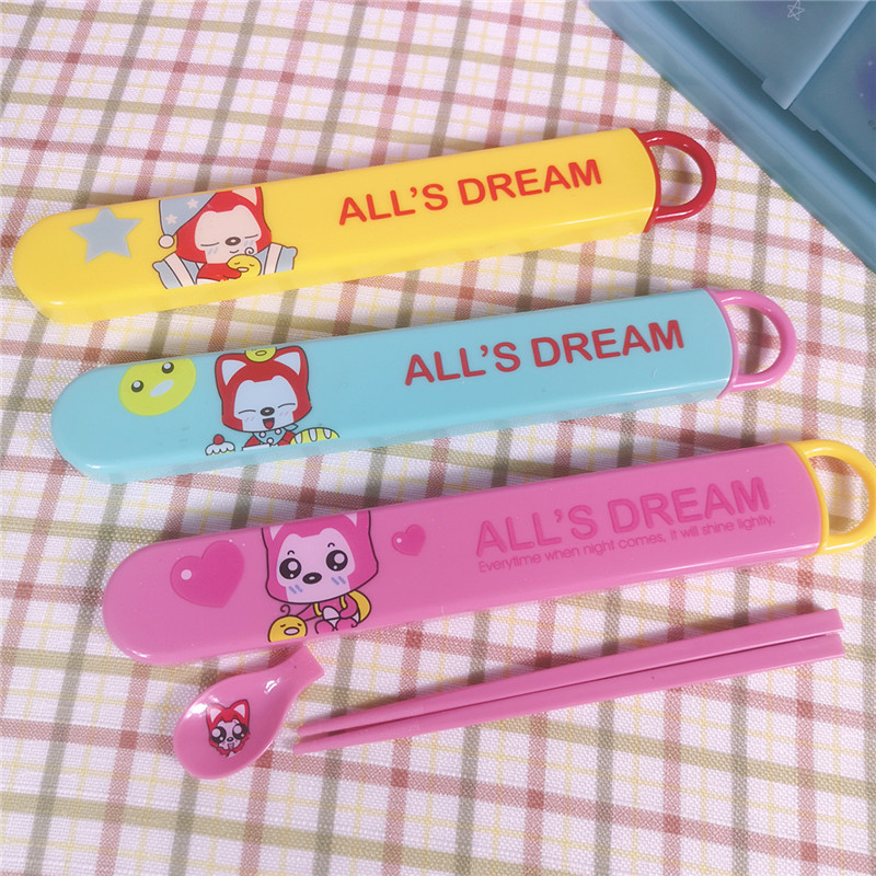 可爱阿狸便携环保居家筷子勺子套装卡通餐具家用儿童筷子勺子