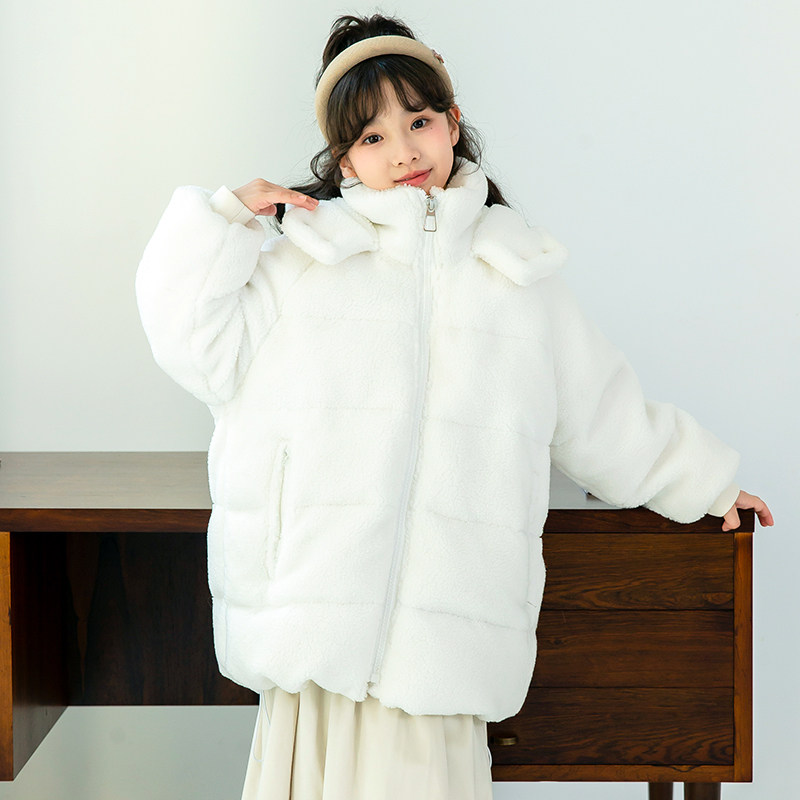 福潴潴儿童羽绒服90白鸭绒羊羔毛