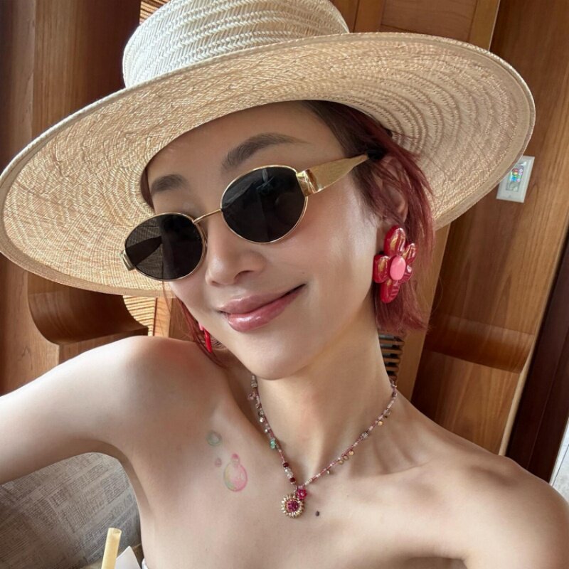 韩版老钱风时尚椭圆形猫眼墨镜女海边度假方圆脸可配近视太阳镜男