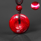 朱砂原石原矿平安扣吊坠透光项链男款 女款 本命年红色饰品龙年挂件
