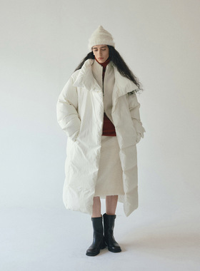 [共线]COLNE冬季新款90白鸭绒立领系带哑光磨砂感肌理羽绒服C4485