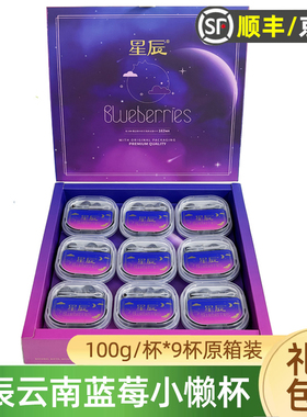 云南星辰L25花香蓝莓小懒杯9杯礼盒装水果脆甜蓝莓超能杯鲜果顺丰