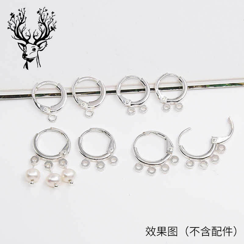S925纯银耳圈带吊坠三环四环耳勾