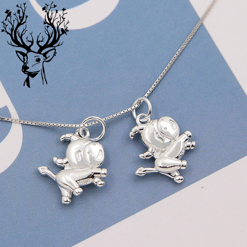 s925纯银俏皮小牛挂件diy手工饰品配件本命年欢乐生肖牛头吊坠