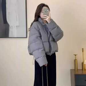 轻薄时尚羽绒棉服韩系立领2024新款冬短款外套小个子廓形女士棉衣