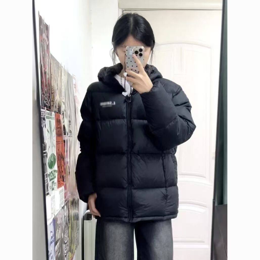 大码黑色短款羽绒棉服女冬季韩系宽松连帽面包服学生加厚保暖棉衣