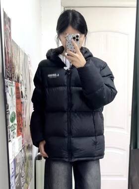 大码黑色短款羽绒棉服