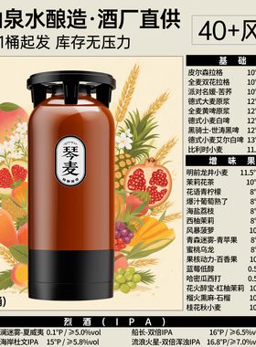 原浆精酿鲜啤20L大桶青岛琴麦工厂酒馆白啤黄啤果啤餐饮酒吧