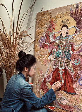 新中式九天玄女招财镇宅装饰画