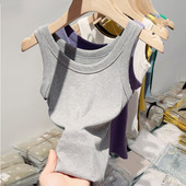 內搭外穿白色上衣 薄款 宽肩吊带背心女2024夏季 螺纹纯棉防走光无袖