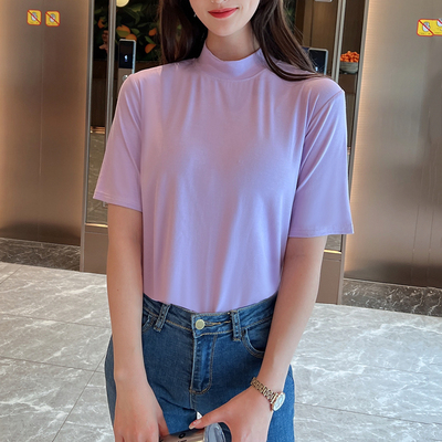 五分袖韩版薄款纯色莫代尔女