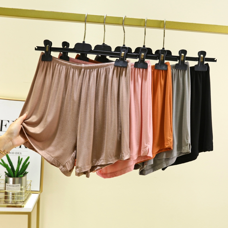 薄款短裤女夏季透气莫代尔宽松睡裤热裤家居裤松紧腰大码纯色简约