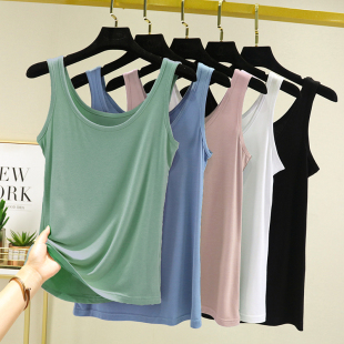 纯色无袖 百搭莫代尔U领吊带背心女夏季 内搭打底衫 大码 上衣 薄款