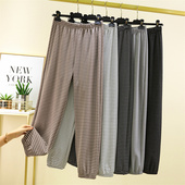 秋冬德绒黑白条纹休闲裤 可外穿长裤 女小脚家居裤 宽松加厚保暖睡裤