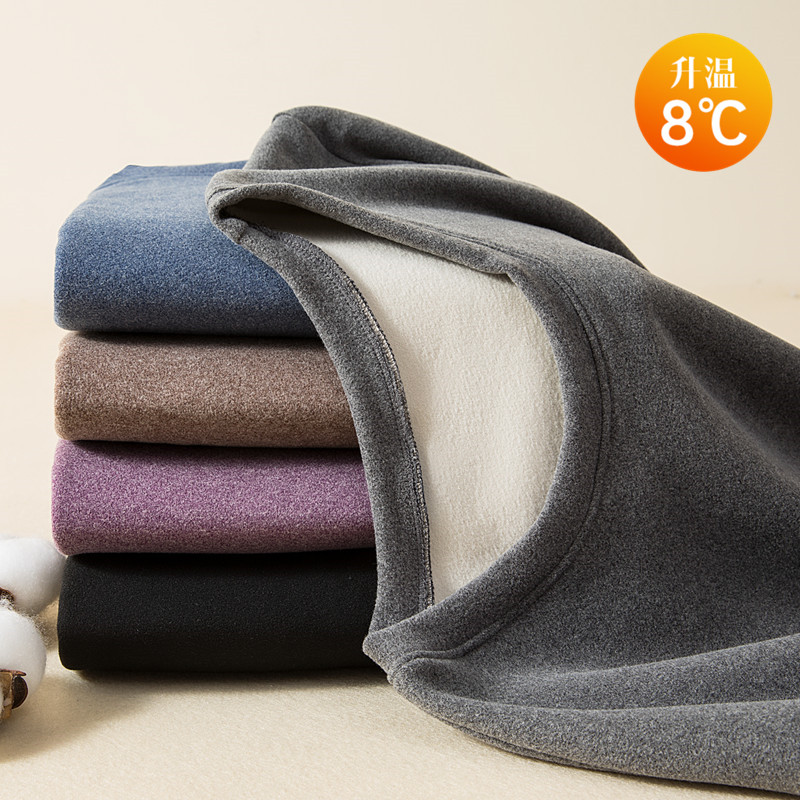 男士秋冬圆领加绒加厚内搭长袖T恤大码德绒秋衣打底衫保暖衣上衣