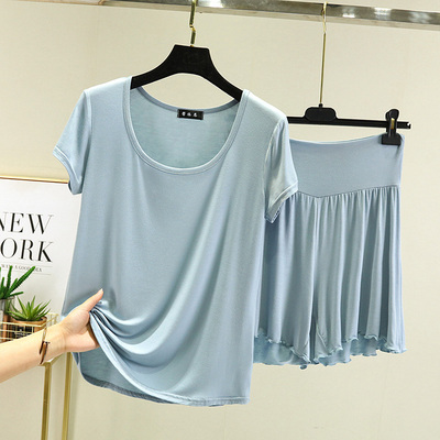 女士莫代尔纯色家居服睡衣厂家直销