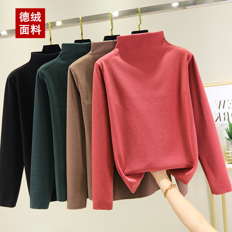 中厚德绒女韩版长袖半高领
