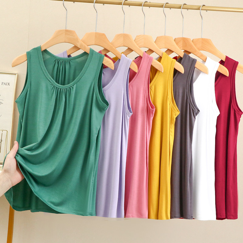 宽松大码莫代尔背心女夏薄款内搭显瘦吊带无袖打底衫纯色胖mm上衣