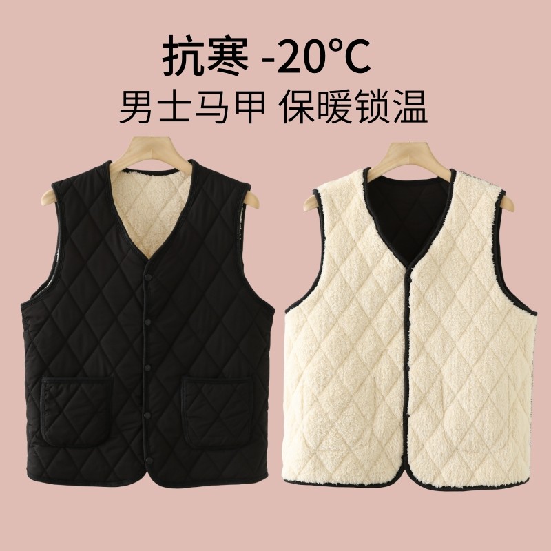 秋冬男士防风保暖内搭棉马甲加绒加厚中老年大码马夹坎肩外套背心