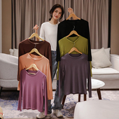 T恤女修身 百搭圆领打底衫 黑白色秋衣薄款 春夏莫代尔长袖 大码 上衣