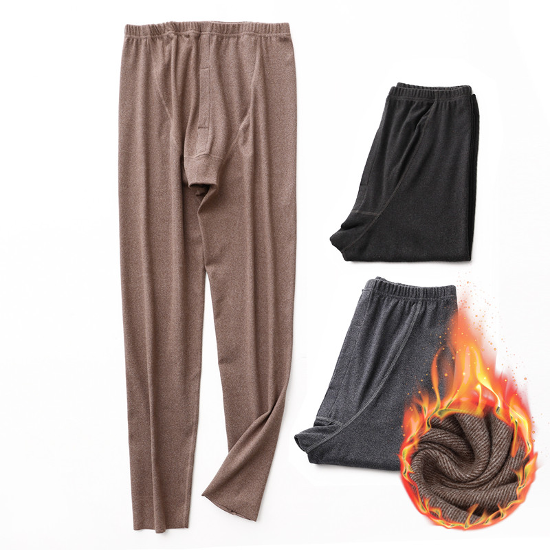 德绒无痕大码秋裤男士秋冬季贴身保暖加绒裤加厚内穿长裤宽松衬裤