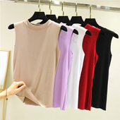 T恤女夏薄款 莫代尔修身 外穿无袖 小高领内搭背心显瘦洋气百搭上衣
