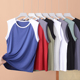T恤夏季 宽松薄内搭休闲运动上衣无袖 莫代尔拼接撞色背心大码 男士