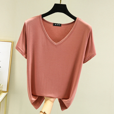短袖韩版薄款V领莫代尔女士
