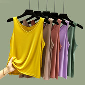 新款 无袖 打底衫 百搭莫代尔V领背心吊带女2024夏季 宽松上衣薄款