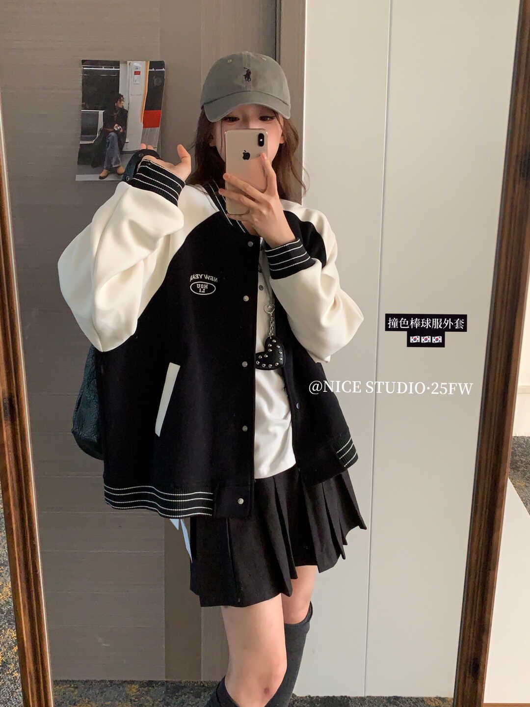 新款刺绣棒球服卫衣外套百搭休闲小个子学院风黑色夹克外套女秋款