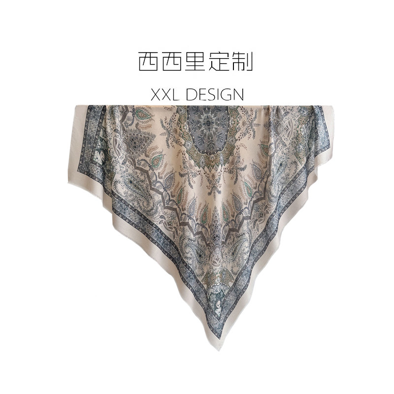 丝巾130cm大方巾女高级感米色腰果花领巾 搭配衬衫的ins披肩头巾,服饰配件/皮带/帽子/围巾,围巾/丝巾/披肩,淘宝优惠券,粉丝福利购,淘宝优惠卷