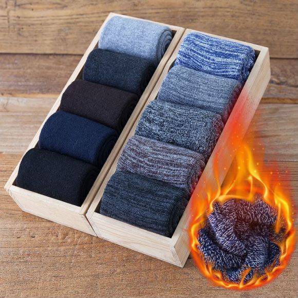 袜子男冬季纯棉男士中筒袜羊毛袜冬天加绒长袜加厚保暖防臭潮男袜