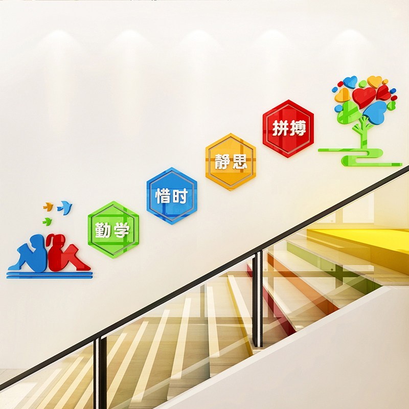 中小学校培训中心楼道文化励志墙贴激励文字楼梯标语布置墙面装饰,家居饰品,软装墙贴,淘宝优惠券,粉丝福利购,淘宝优惠卷