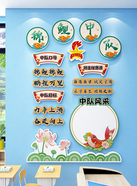 锦鲤中队角风采展示布置墙贴追光星辰少先队员班级文化墙教室装饰