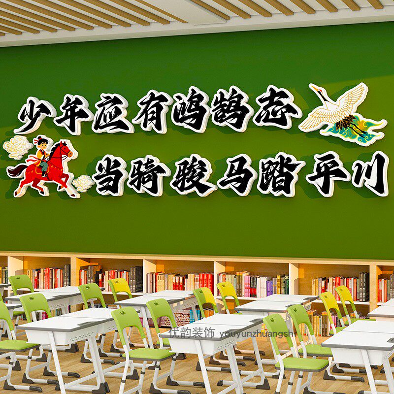 古风班级文化墙布置辅导班初高三教室励志激励标语贴纸黑板报材料
